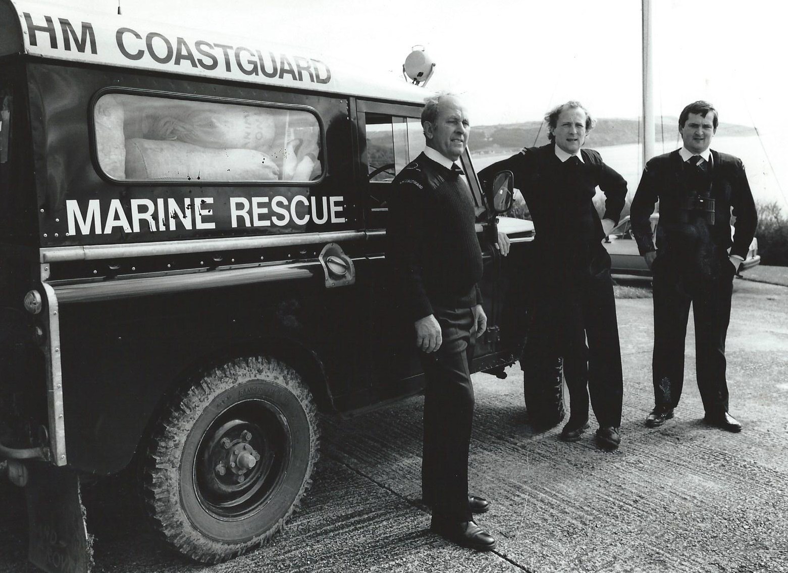 Roger and Terry with Ron Russell, Beer CRT's Station Officer in 1985.