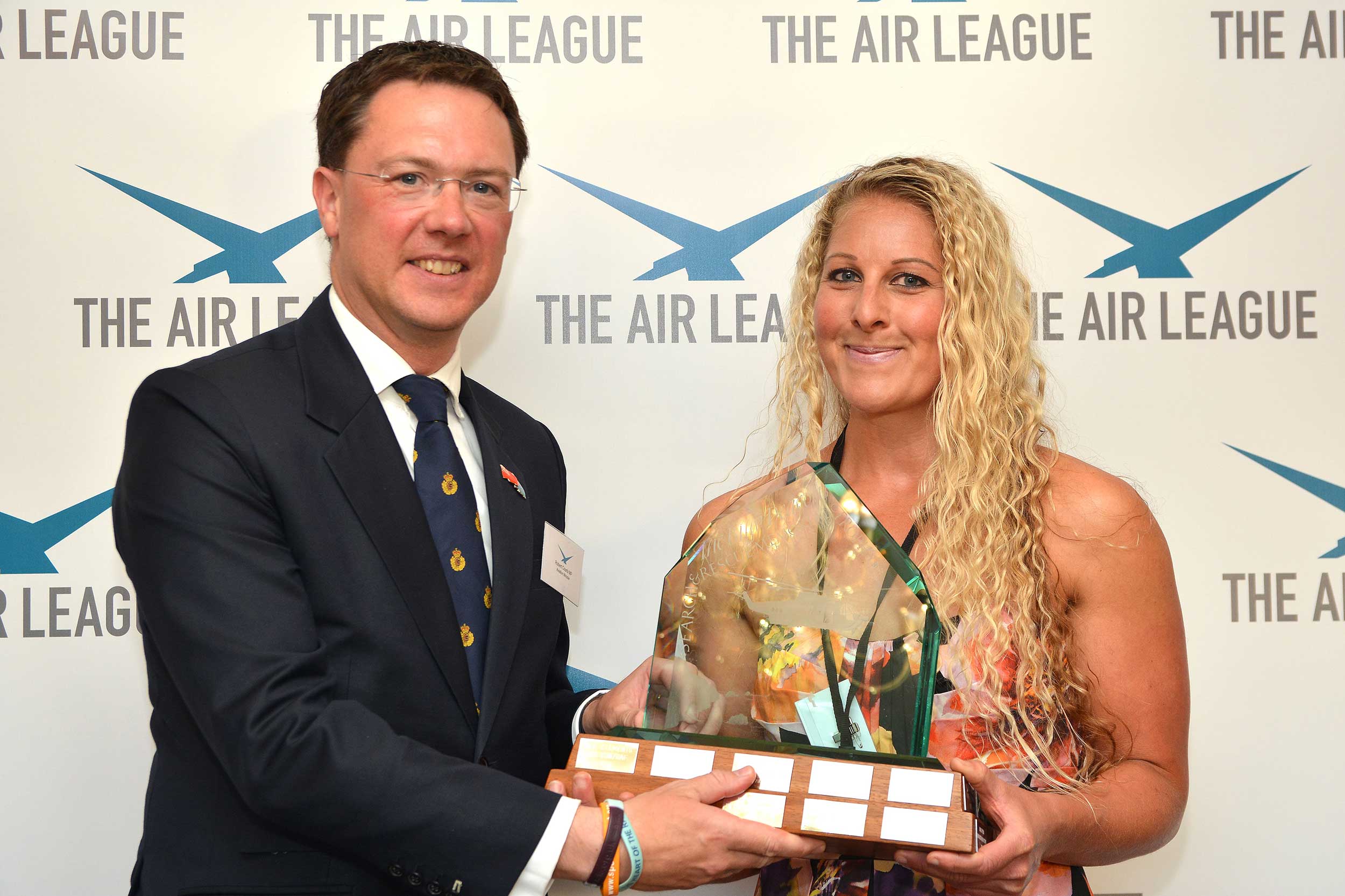Abi Wild, right, with Aviation Minister Robert Court MP
