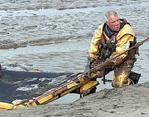 Alan practicing a mud rescue