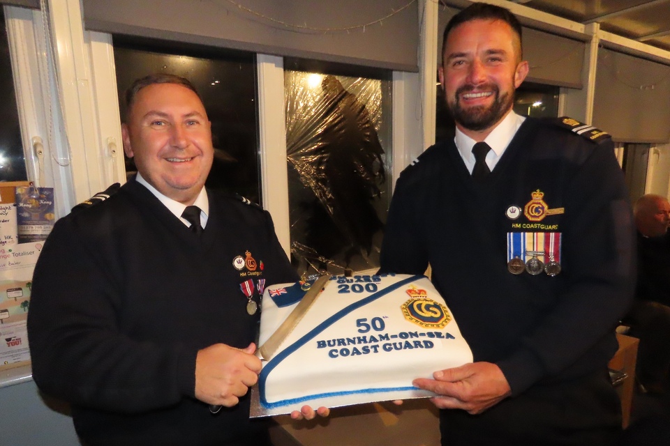 Burnham Coastguard celebration with cake