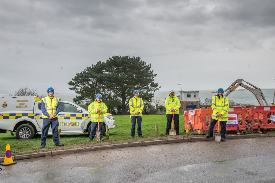 Richard Hackwell alongside Coastguard Rescue Officers