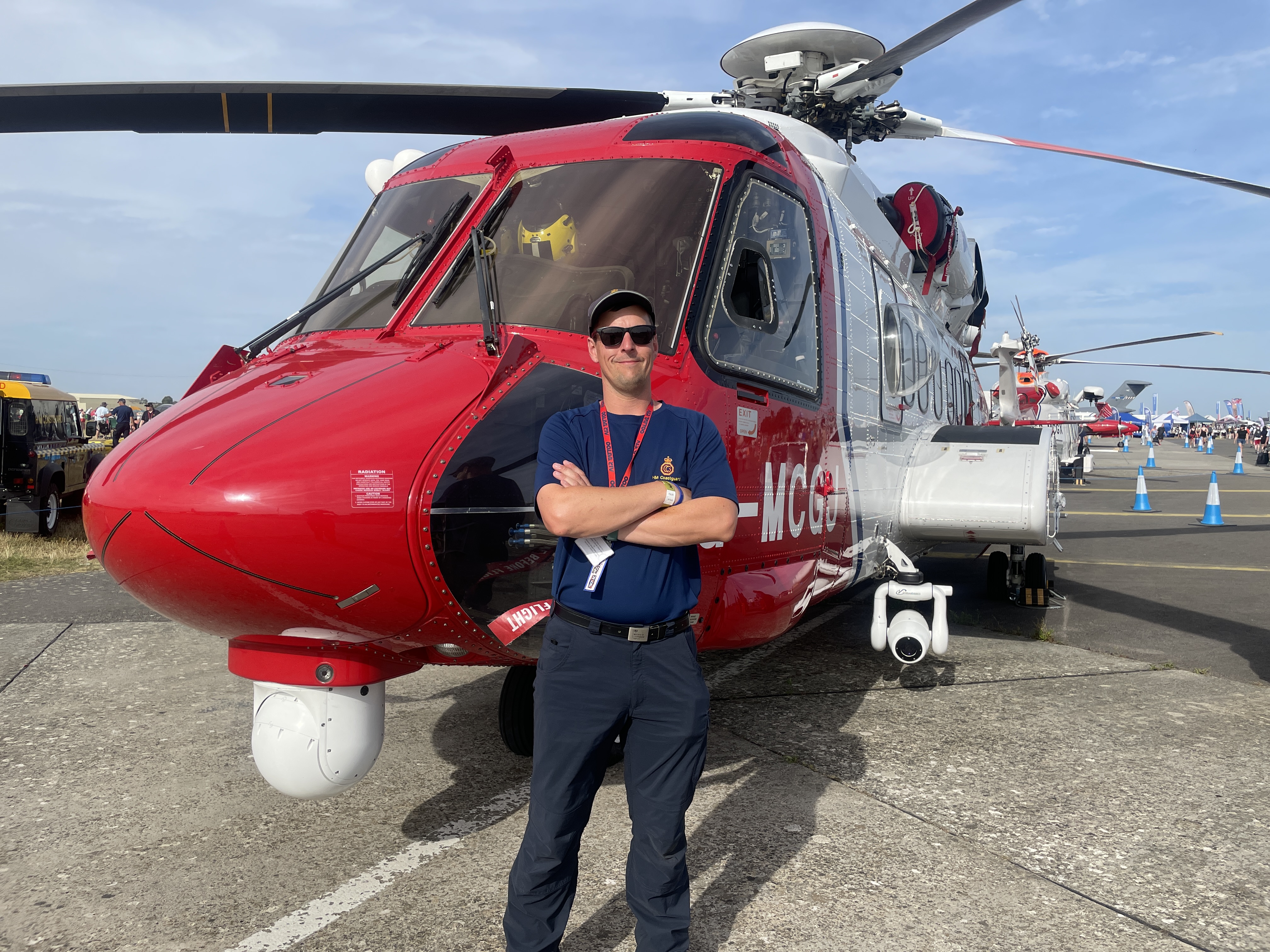 Team member Darren visits the HM Coastguard Rescue Helicopter at Royal International Air Tattoo