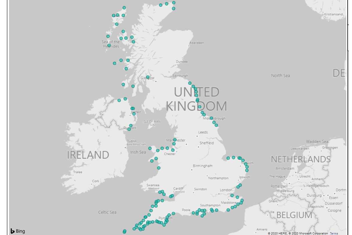 Map showing where the location of our teams around the country and the areas in which they have been sent to incidents between March 27, 2020 and April 27, 2020.
