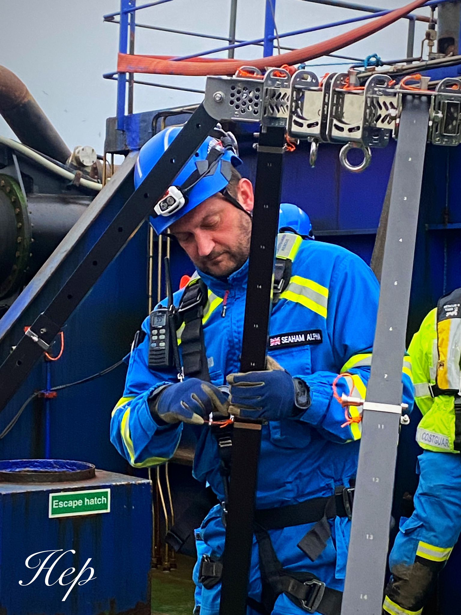 Station Officer Paul Bainbridge practices on ropes apparatus 