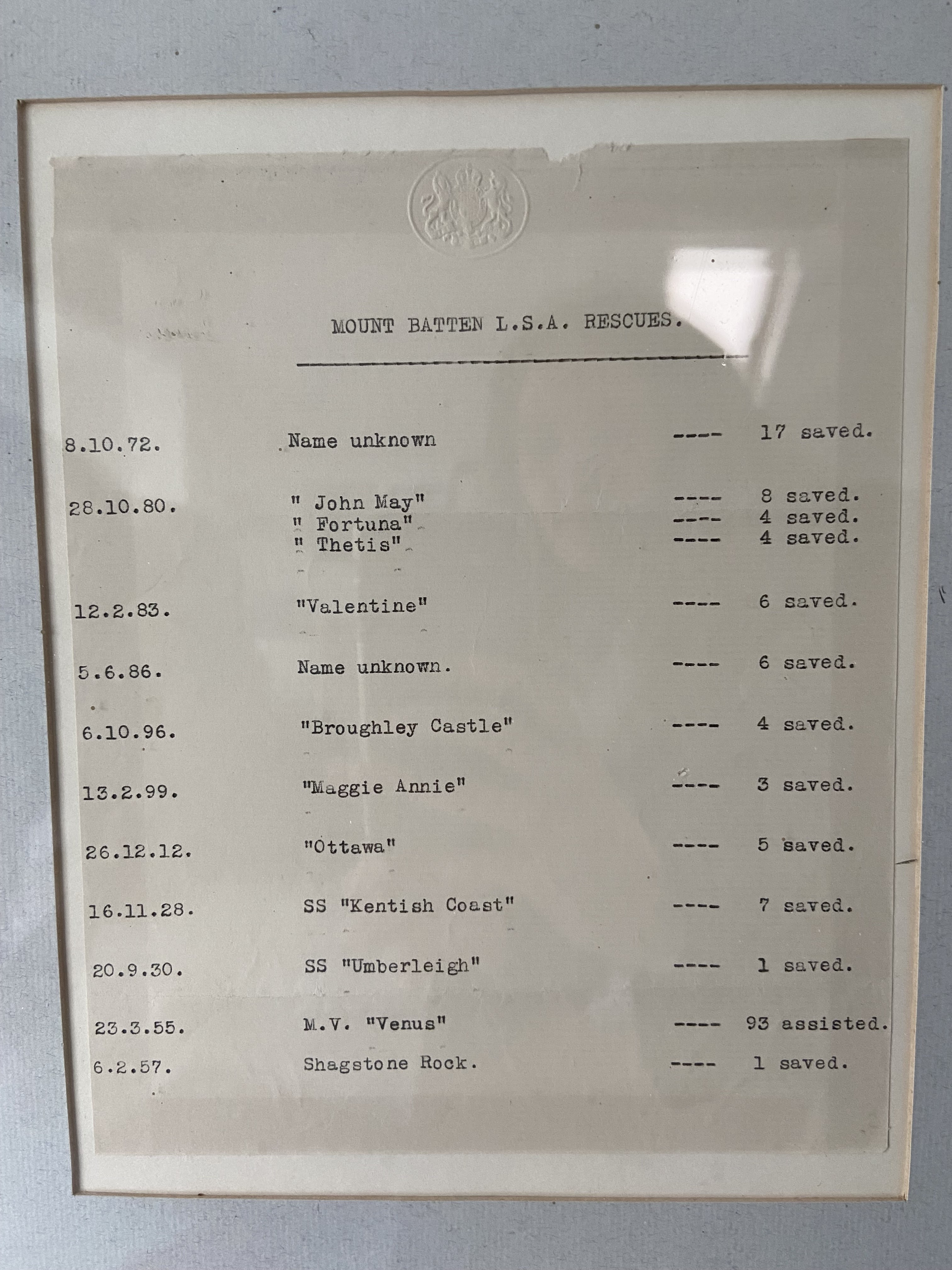 The station has been in Hooe since the 'mid-19th century', according to Keith. This list of rescues covers the period 1872 to 1957.