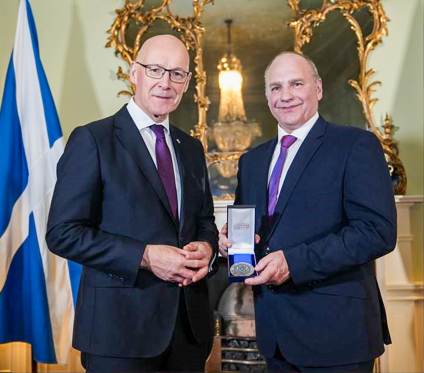 Scottish First Minister John Swinney with Bristow UK SAR Director Graham Hamilton. 
