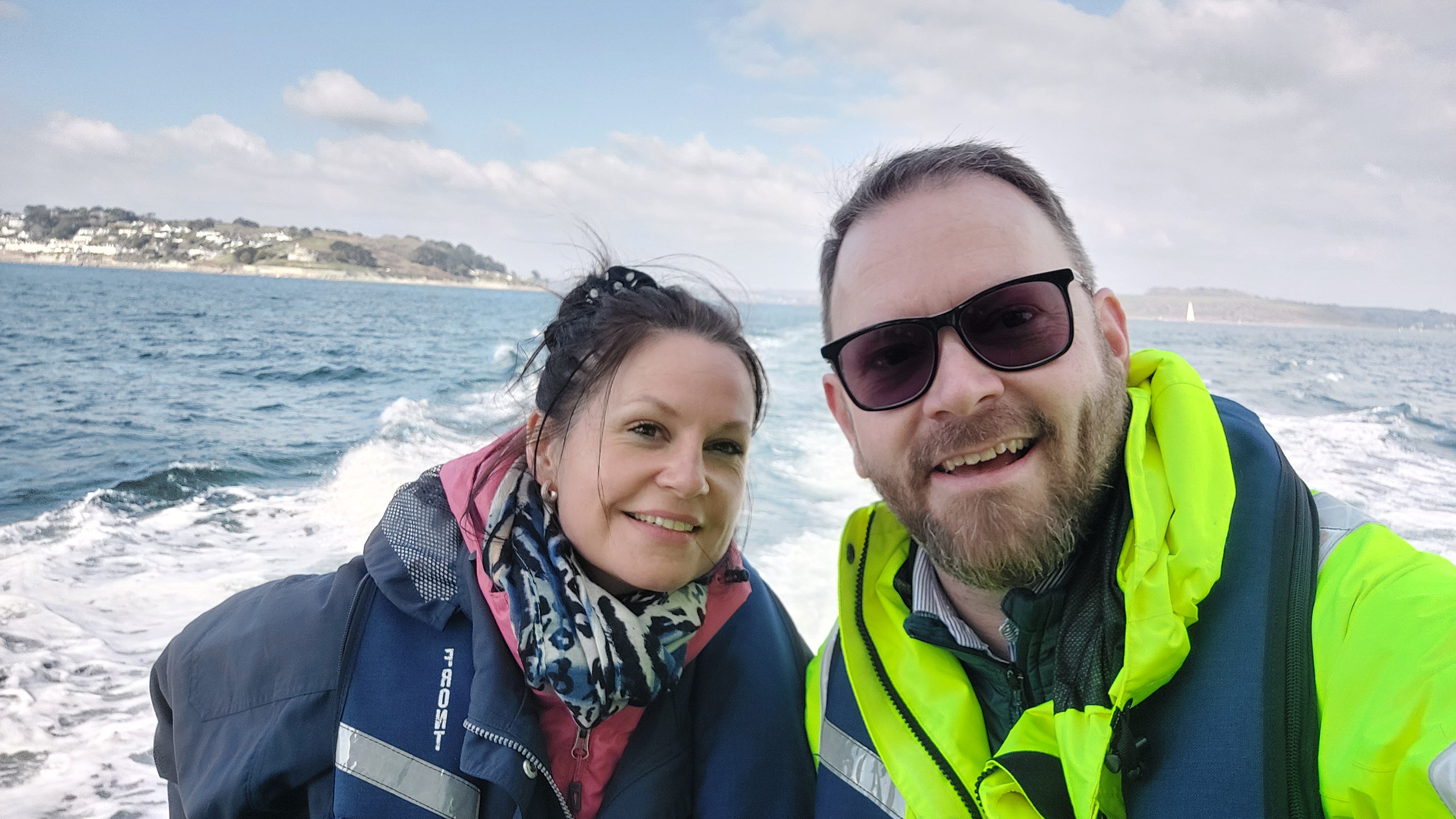 Deputy to the SOSREP Lisa McAuliffe and SOSREP Stephan Hennig at sea