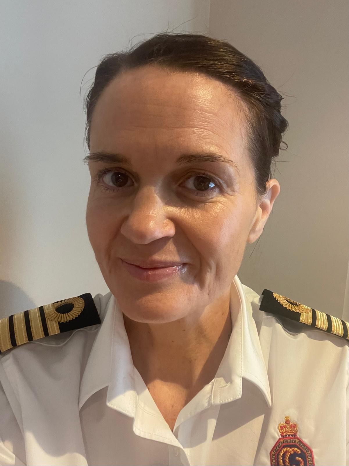 Nicola Davies in HM Coastguard uniform
