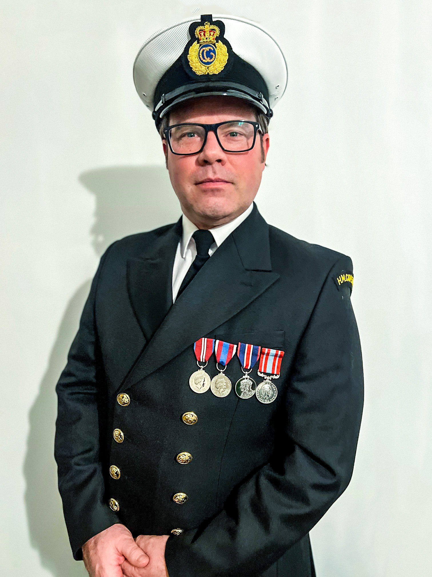 Littlehampton CRO Paul Gill, wearing his HM Coastguard 'number ones'