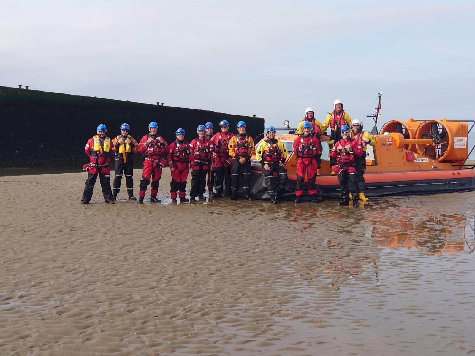 Southend Coastguard Rescue Team with RNLI colleagues and the RNLI Hovercraft