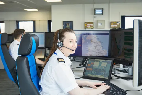 Operator Chloe Mainprize takes a call in the operations room.