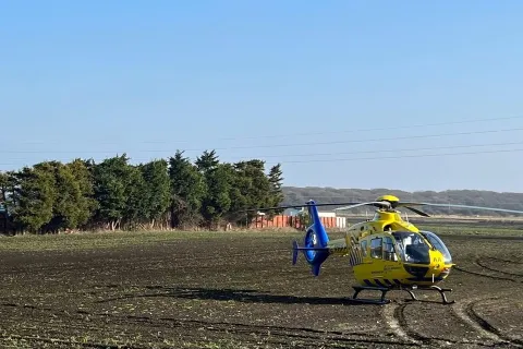Air ambulances at the scene