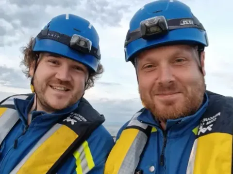 Gary Locke, right, Deputy Station Officer for Port Talbot Coastguard Rescue Team