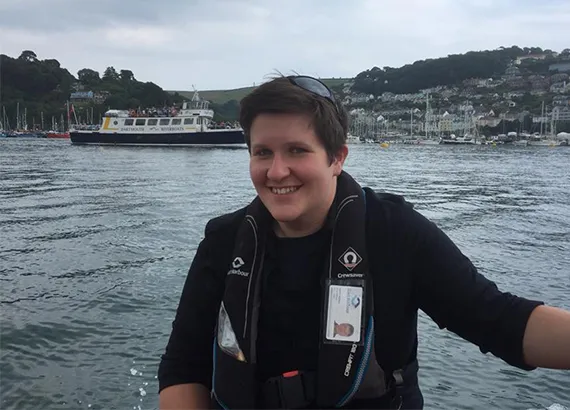 Jayne Ede on a boat 