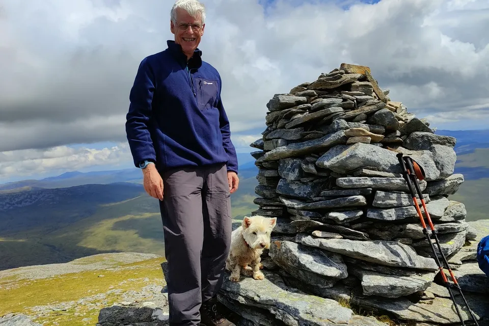 Alan is an experienced walker, he's at the summit of An Colleachan