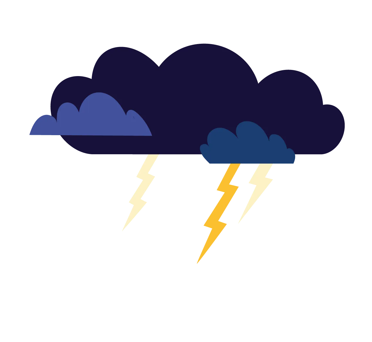 A graphic illustration of a cloud with lightning