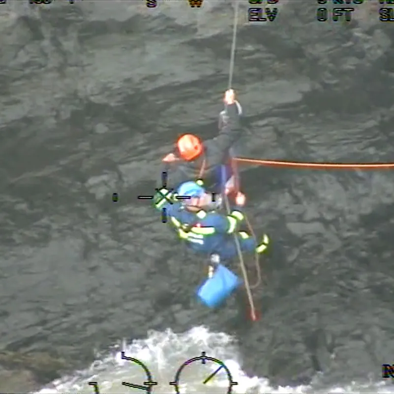 Coastguards rescue a man from rocks at Newquay