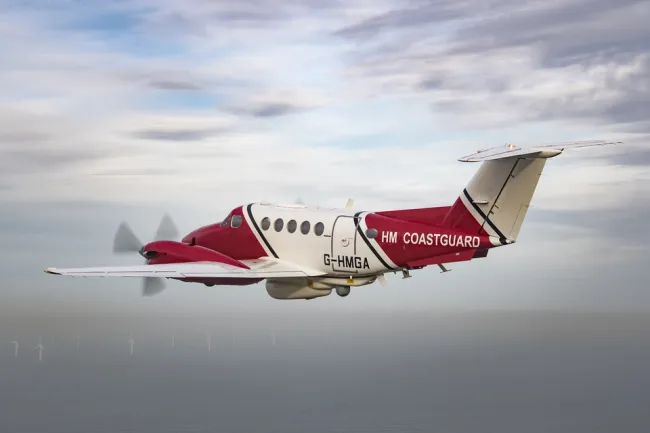 A fixed-wing HM Coastguard plane.