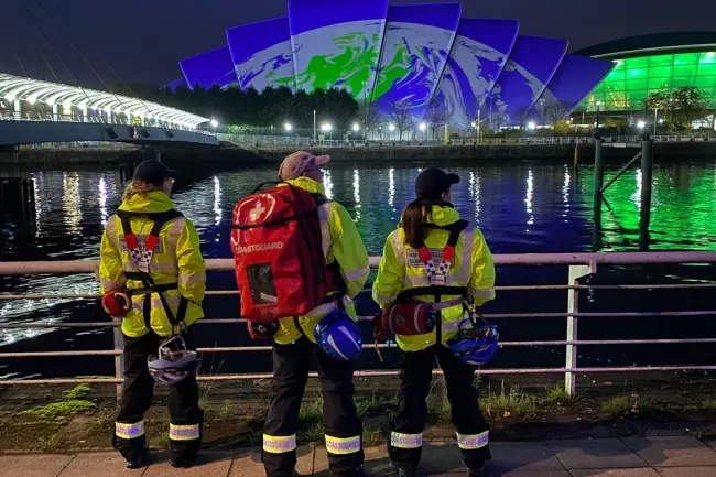 Coastguards on patrol at COP26 at Hillhead.