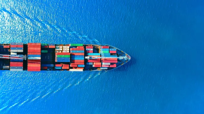 Arial top view of vessel
