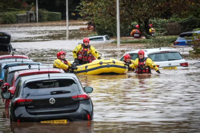 Coastguards provide an emergency response during Storm Babet flooding. 