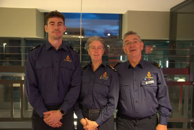 Criccieth Coastguard Rescue Officers Cedri, Anitria and Wayne Roberts in uniform